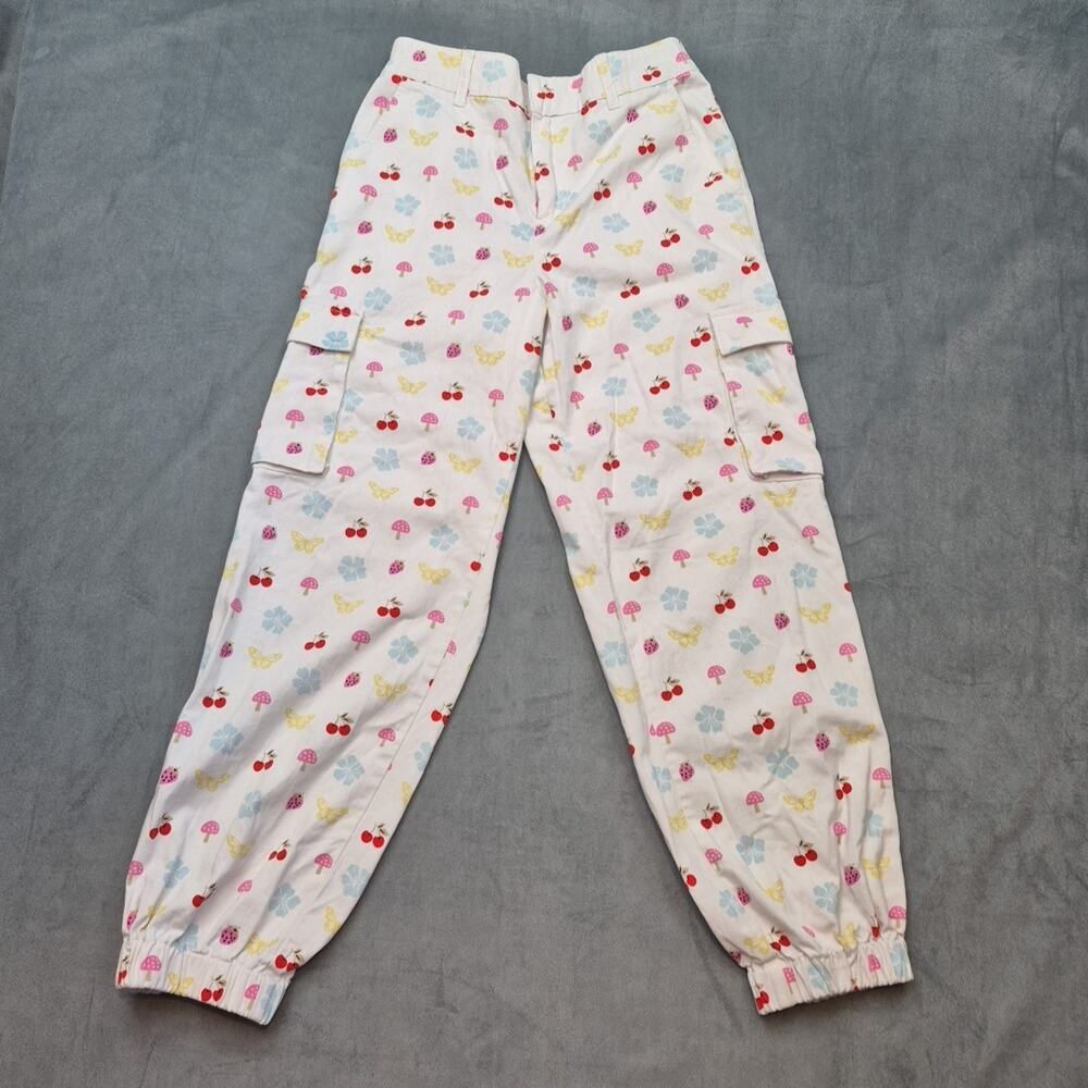 Forever 21 Festival Fruit Fairy Ankle Jogger High Rise Pants Women's White Sz M